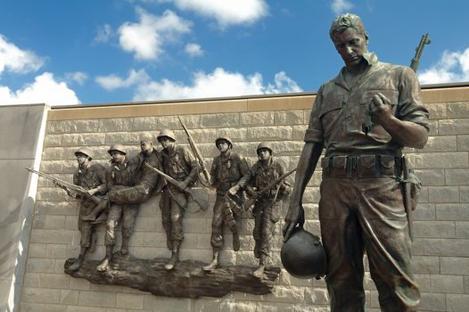 korean war memorial in atlantic city, new jersey, nice cloudy sky