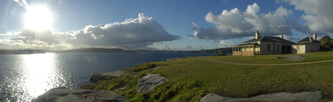 watson bay panorama in sydney, manly in distance,