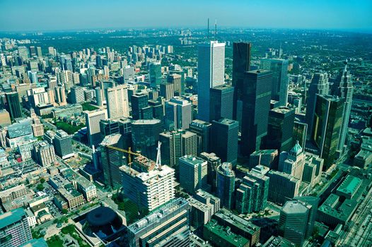 aerial view of toronto, long distance visibility