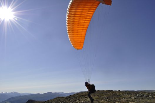 paraglider starting