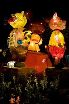 Image of Chinese animal zodiac lanterns at the Dong Zen Chinese Temple in Malaysia during the Chinese New Year celebration on 26th January 2009.