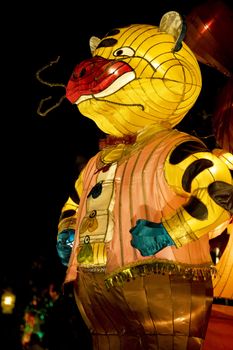 Image of a Chinese animal zodiac lantern depicting a tiger seen at the Dong Zen Chinese Temple in Malaysia during the Chinese New Year celebration on 26th January 2009.