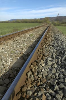 empty railway tracks, nice spring weather, 