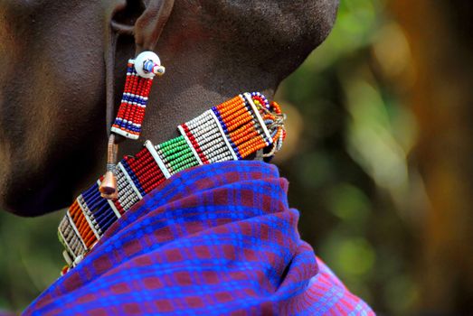 Masai men with her jewelry