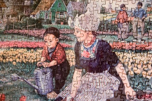 Part of jigsaw puzzle offered in Dutch shop for sale as a souvenir 