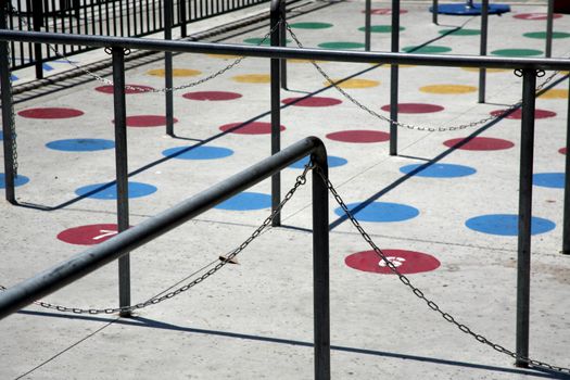 Handrails with circles on the ground