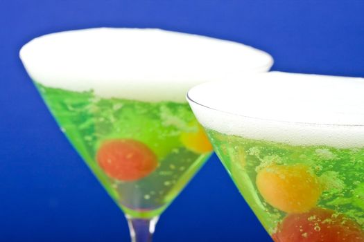 gelatin and fruit dessert in a martini glass