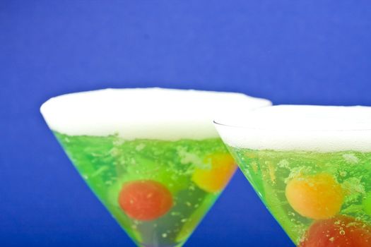 gelatin and fruit dessert in a martini glass