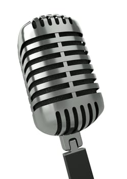 Classic microphone against a white background. 3D render.