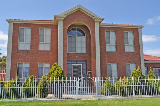 Australian family house, Exterior facade. Red brick house