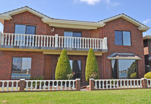 Australian family house, Exterior facade. Red brick house