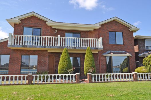 Australian family house, Exterior facade. Red brick house