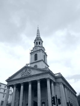 Church of Saint Martin in the Fields, Trafalgar Square, London, UK - high dynamic range HDR - black and white