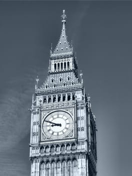 Big Ben, Houses of Parliament, Westminster Palace, London gothic architecture - high dynamic range HDR - black and white