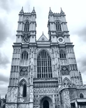 The Westminster Abbey church in London, UK - high dynamic range HDR - black and white