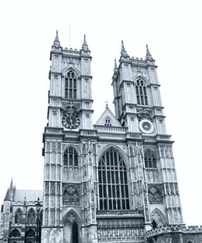 The Westminster Abbey church in London, UK - high dynamic range HDR - black and white