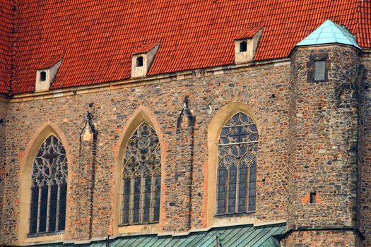 Windows of Old basilica in Strzegom, Poland
