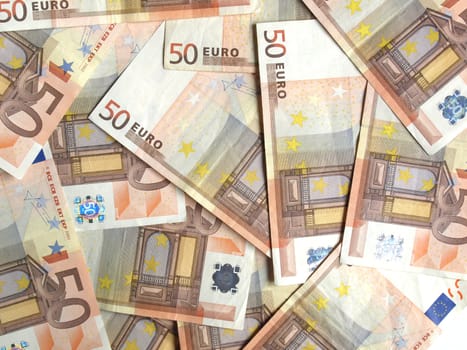 Range of 50 Euro banknotes useful as a background