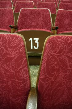 purple cinema seats detail photo, number thirteen
