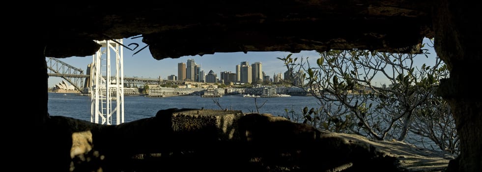 sydney panorama photo taken from an old bunker