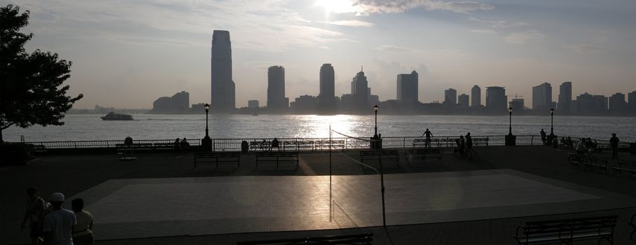 New Jersey panorama photo taken from New York, building silhouettes