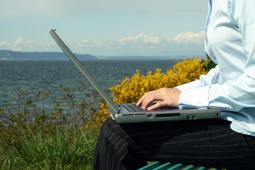 Businesswoman working outdoor