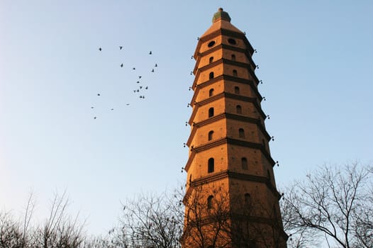 Landmark of a historical pagoda in China