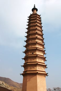Landmarks of a famous Chinese ancient pagoda 