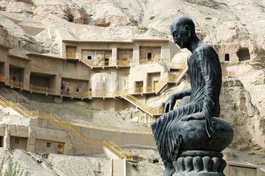 Buddha sculpture at the famous buddhist grottoes in Sinkiang