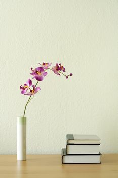 Books and flower, home decoration concept