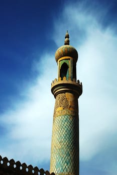 Landmark of a mosque tower in Sinkiang China