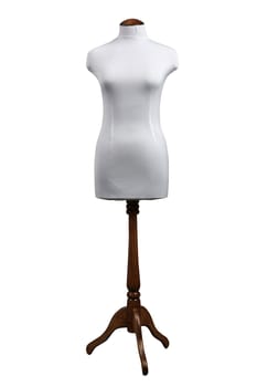 female mannequin for a tailor on a wooden rack with Clipping Paths