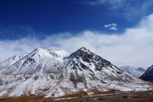 Landscape of snow mountains in the winter