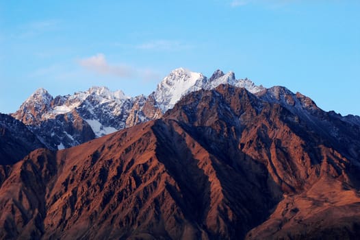 Landscape of snow mountains in the winter