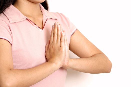 A woman doing meditation/yoga/exercise