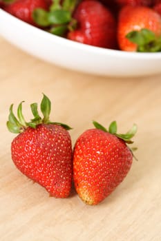 A couple of red strawberries