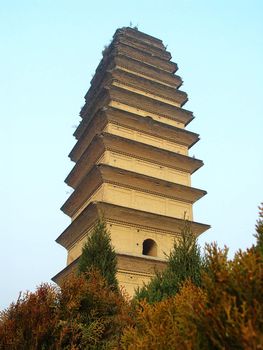 Landmark of an ancient pagoda in Xian China