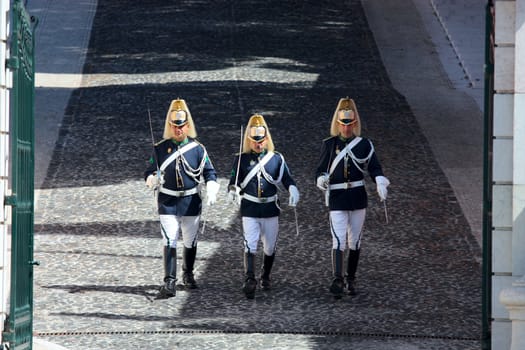 Soldiers changing the guard in Lisbon