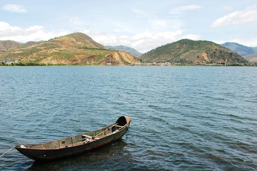 Landscape of a boat in the lake