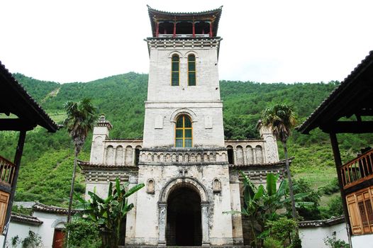 Landmark of a historical cathedral Church in Yunnan China