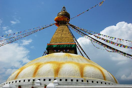 Landmark of the historical buddhist stupa in Kathmandu Nepal