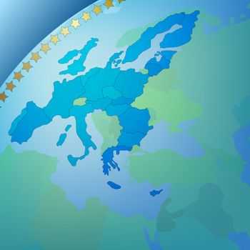 Abstract business blue background with europe map