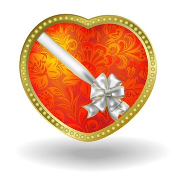 red heart with white bow isolated on a white