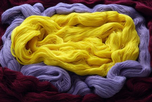 Colorful knitting yarn used as background