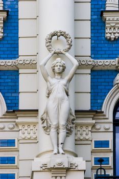 Detail of Art Nouveau (Jugenstil) building in The historic center of Riga, Latvia.