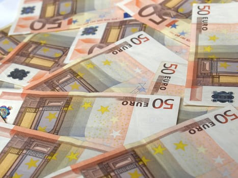 Range of 50 Euro banknotes useful as a background