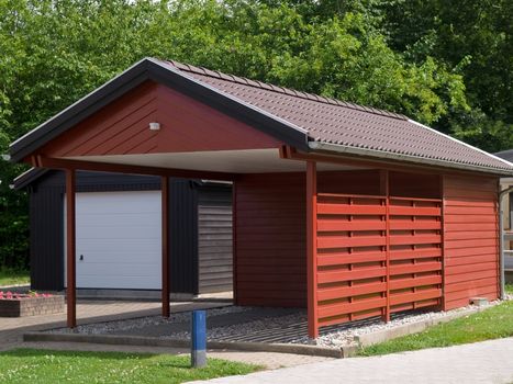 Modern carport car garage parking made from wood
