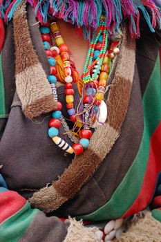 Typical costumes and jewels of a tibetan woman