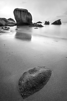 long exposure of rocks at beach