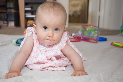 Babies usually learn to crawl before they develop walking skills. For humans it usually means moving on knees and hands, with support from the toes.